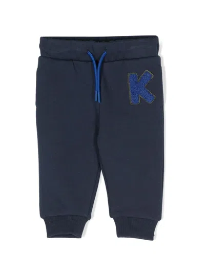 Kenzo Babies' Logo-embroidered Leggings In Blue