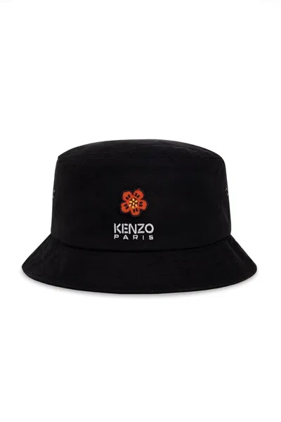 Kenzo Logo Embroidered Pull-on Bucket Hat In Black