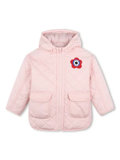 Kenzo Kids' Logo-embroidered Quilted Jacket In Pink