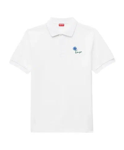 Kenzo Logo Embroidered Short Sleeved Polo Shirt In White