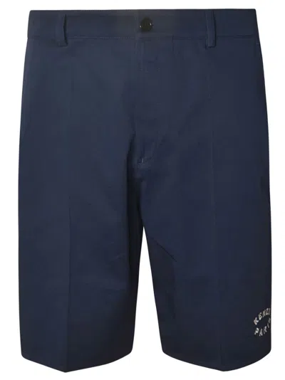Kenzo Logo Embroidered Shorts In Blue