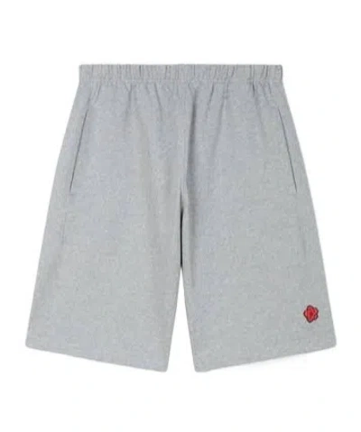 Kenzo Logo Embroidered Shorts In Pearl Grey