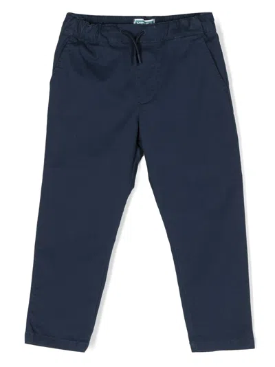 Kenzo Kids' Logo-embroidered Straight-leg Trousers In Blue