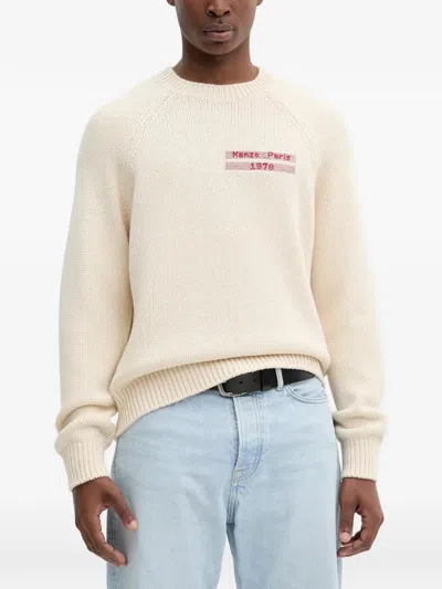 Kenzo Logo-embroidered Sweater In White