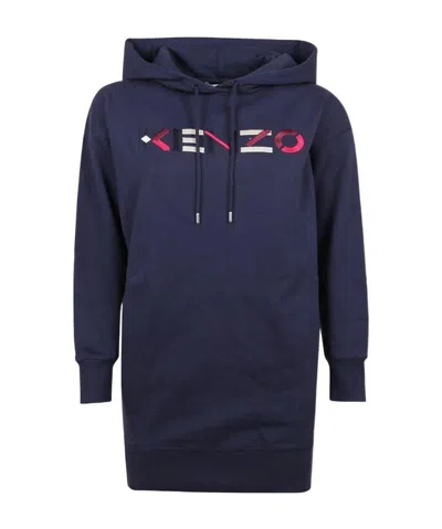 Kenzo Logo-embroidered Sweatshirt Dress In Black