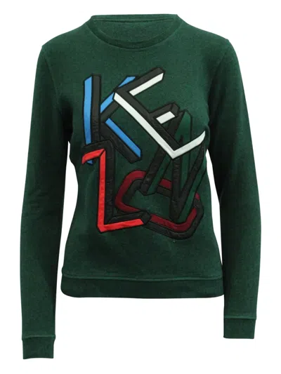Pre-owned Kenzo Logo-embroidered Sweatshirt In Green