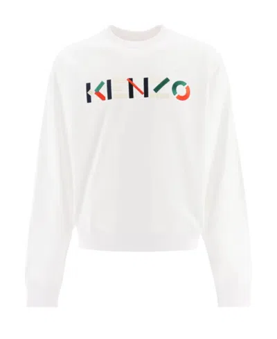 Kenzo Logo Embroidered Sweatshirt In White