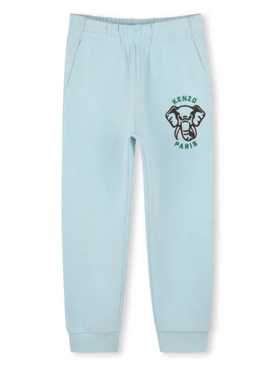 Kenzo Kids' Logo-embroidered Track Pants In Blue