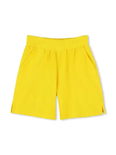 Kenzo Kids' Logo-embroidered Track Shorts In Yellow