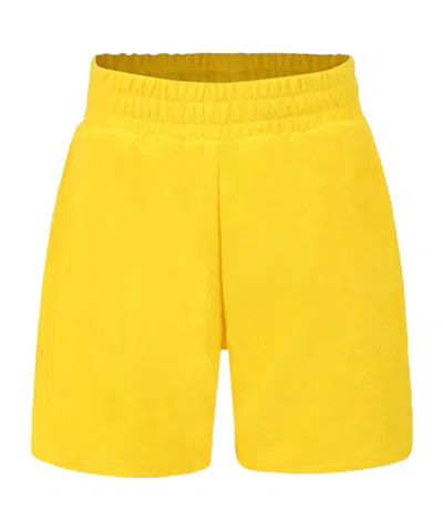Kenzo Logo-embroidered Track Shorts In Yellow