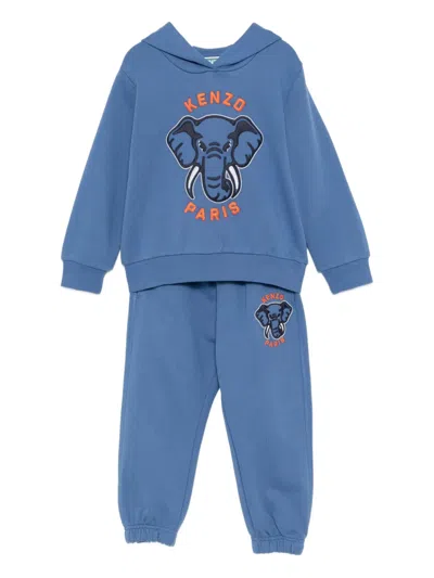 Kenzo Babies' Logo-embroidered Tracksuit Set In Blue