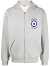 Kenzo Logo-embroidered Zipped Hoodie In Grey