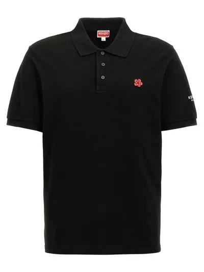 Kenzo Logo Embroidery Polo Shirt In Black