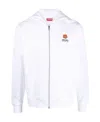 Kenzo Logo-embroidery Zip-up Hoodie In White
