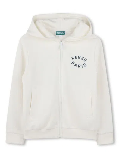KENZO LOGO-EMBROIDERY ZIPPED UNISEX HOODIE