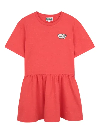 Kenzo Kids' Logo Graphic Dress In Red