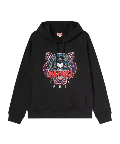 Kenzo Logo Hooded Sweater In Black