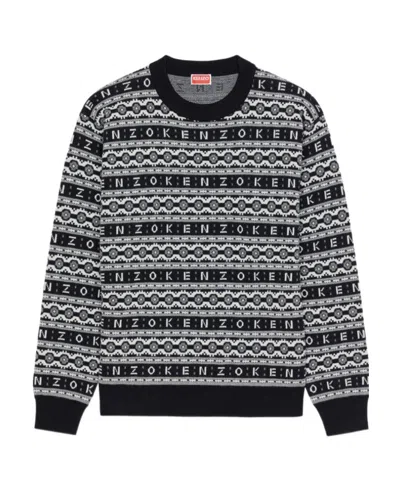 KENZO KENZO LOGO JACQUARD LONG-SLEEVED JUMPER