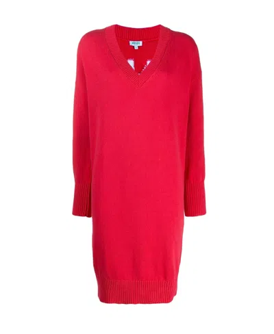 Kenzo Logo Knitted Dress In Red