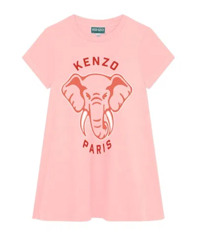 Kenzo Kids' Logo-print Cotton Dress In Pink
