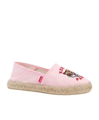 Kenzo Logo Logo Straw Shoes In Pink