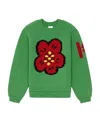 Kenzo Boke Flower Motif Embroidered Sweater In Green