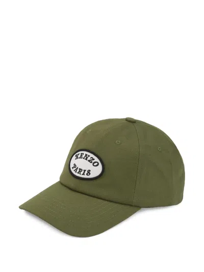 Kenzo Logo-patch Baseball Cap In Green