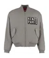 Kenzo Logo-patch Bomber Jacket In Gray