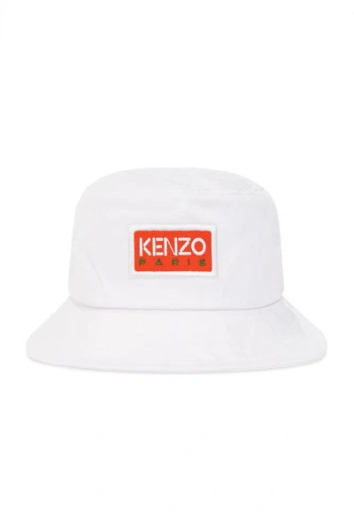 Kenzo Logo Patch Bucket Hat In White