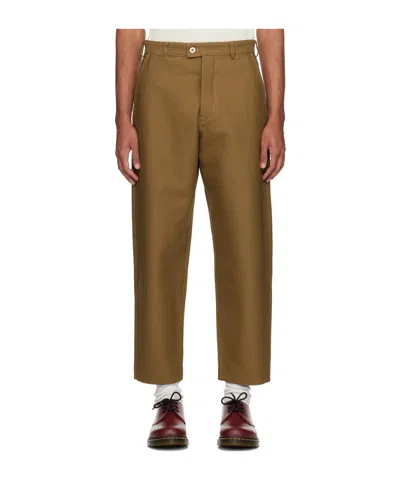 Kenzo Logo Patch Casual Pants In Brown