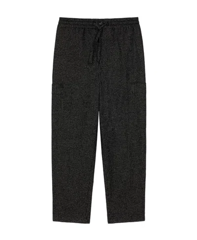 Kenzo Logo-patch Check-pattern Tapered Trousers In Black