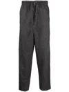 Kenzo Logo-patch Check-pattern Tapered Trousers In Grey