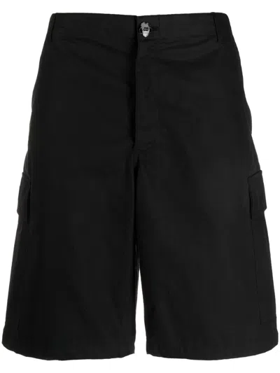 Kenzo Logo-patch Cotton Bermuda Shorts In Black