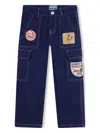 Kenzo Logo-patch Cotton Cargo Jeans In Blue