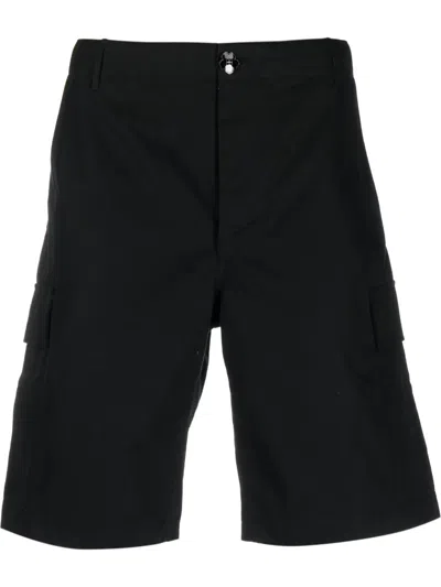 Kenzo Logo-patch Cotton Cargo Shorts In Schwarz