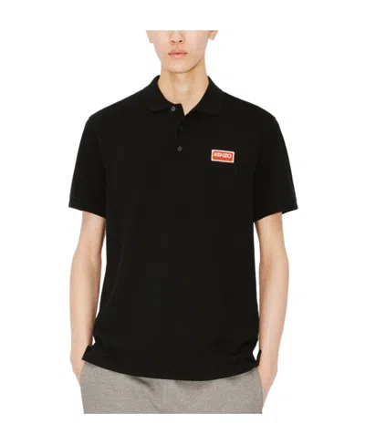 Kenzo Logo-patch Cotton Polo Shirt In Black