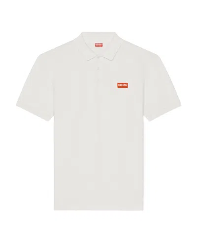 Kenzo Logo-patch Cotton Polo Shirt In White