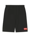 Kenzo Black Bermuda Shorts With Logo Patch In Cotton In Black