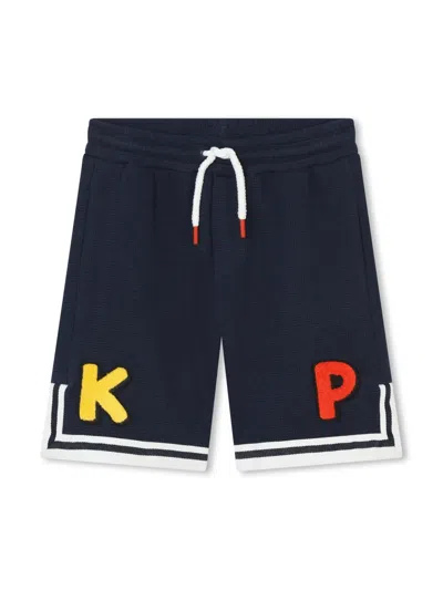 Kenzo Kids' Logo-patch Cotton Shorts In Blue