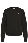 Kenzo Wild Tiger Crew Neck Sweatshirt Ribbed Cuffs Hem In Black