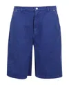 Kenzo Logo-patch Denim Bermuda Shorts In Blue