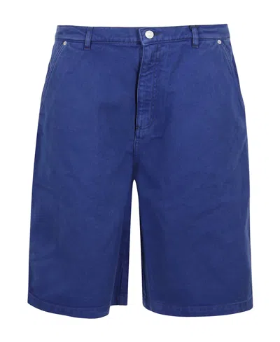 Kenzo Logo-patch Denim Bermuda Shorts In Blue