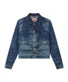 Kenzo Slim Pleated Trucker In Jacket In Japanese Denim In Blue