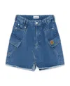 Kenzo Logo-patch Denim Mini Skirt In Blue