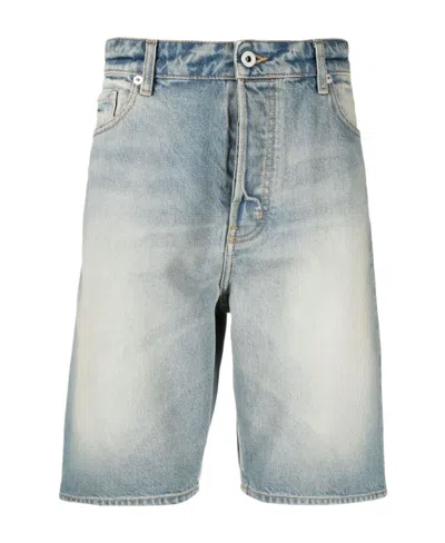Kenzo Logo-patch Denim Shorts In Blue