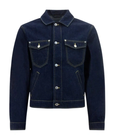Kenzo Logo-patch Denim Trucker Jacket In Black