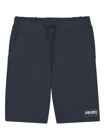 Kenzo Kids' Logo-patch Drawstring Shorts In Black