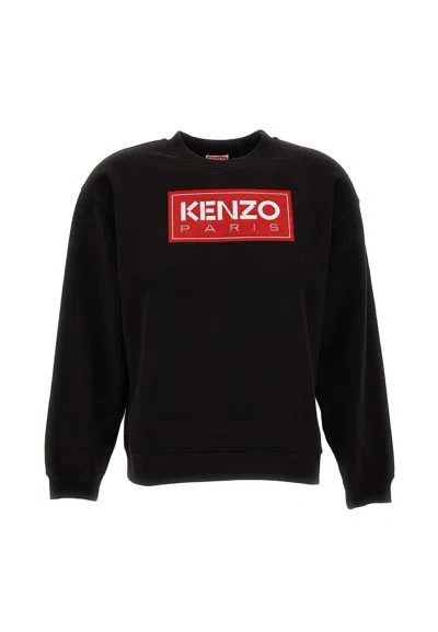 Kenzo Logo Patch Drop-shoulder Sweatshirt In Black