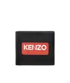 Kenzo Logo-patch Folded Leather Wallet In Black