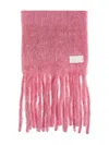 Kenzo Logo-patch Fringed Scarf In Pink